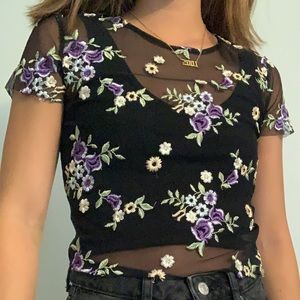 Urban Outfitters Mesh Floral Top